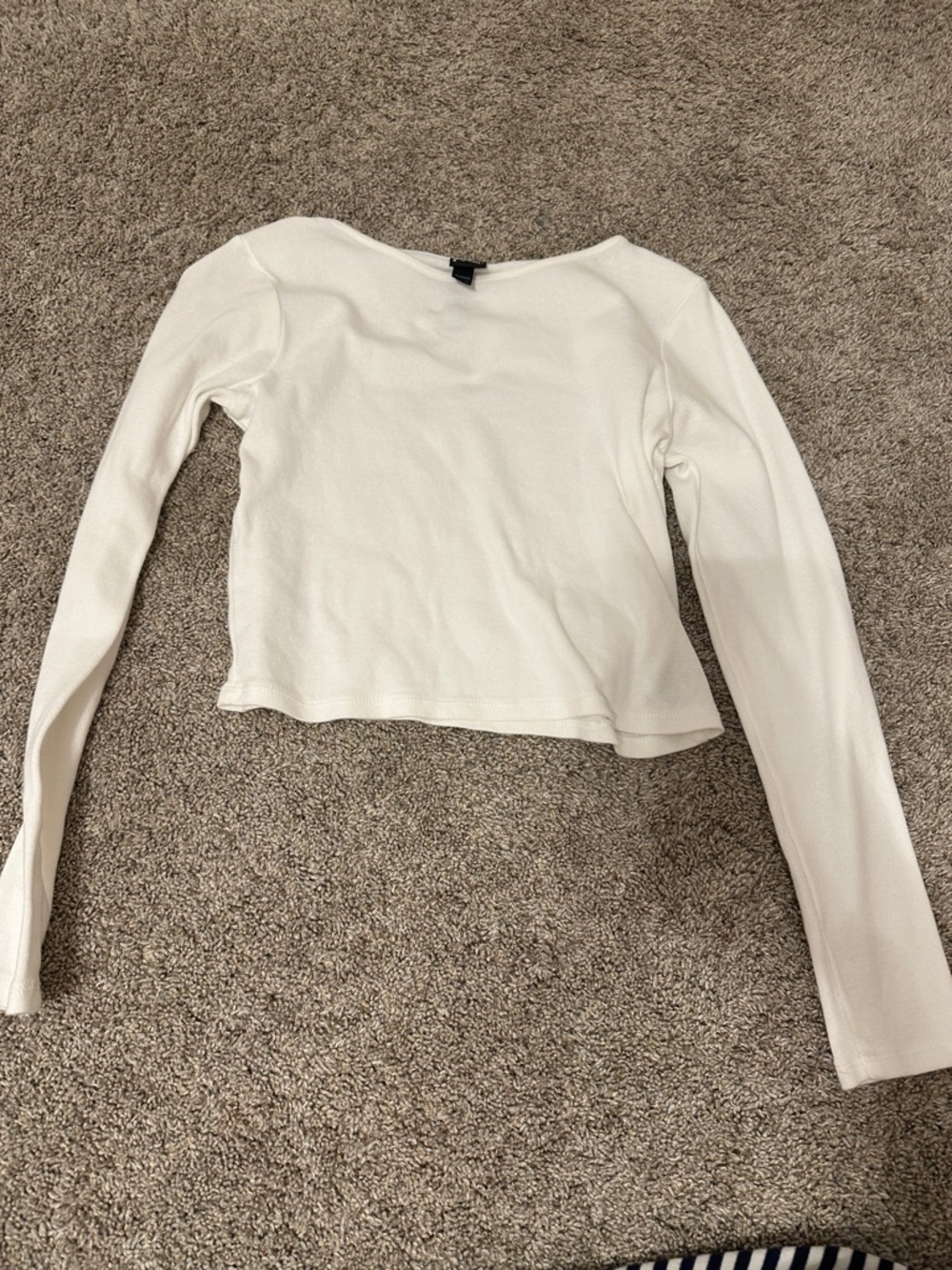 Women's Long-Sleeve White Boatneck Top